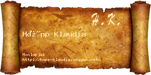 Hápp Klaudia névjegykártya